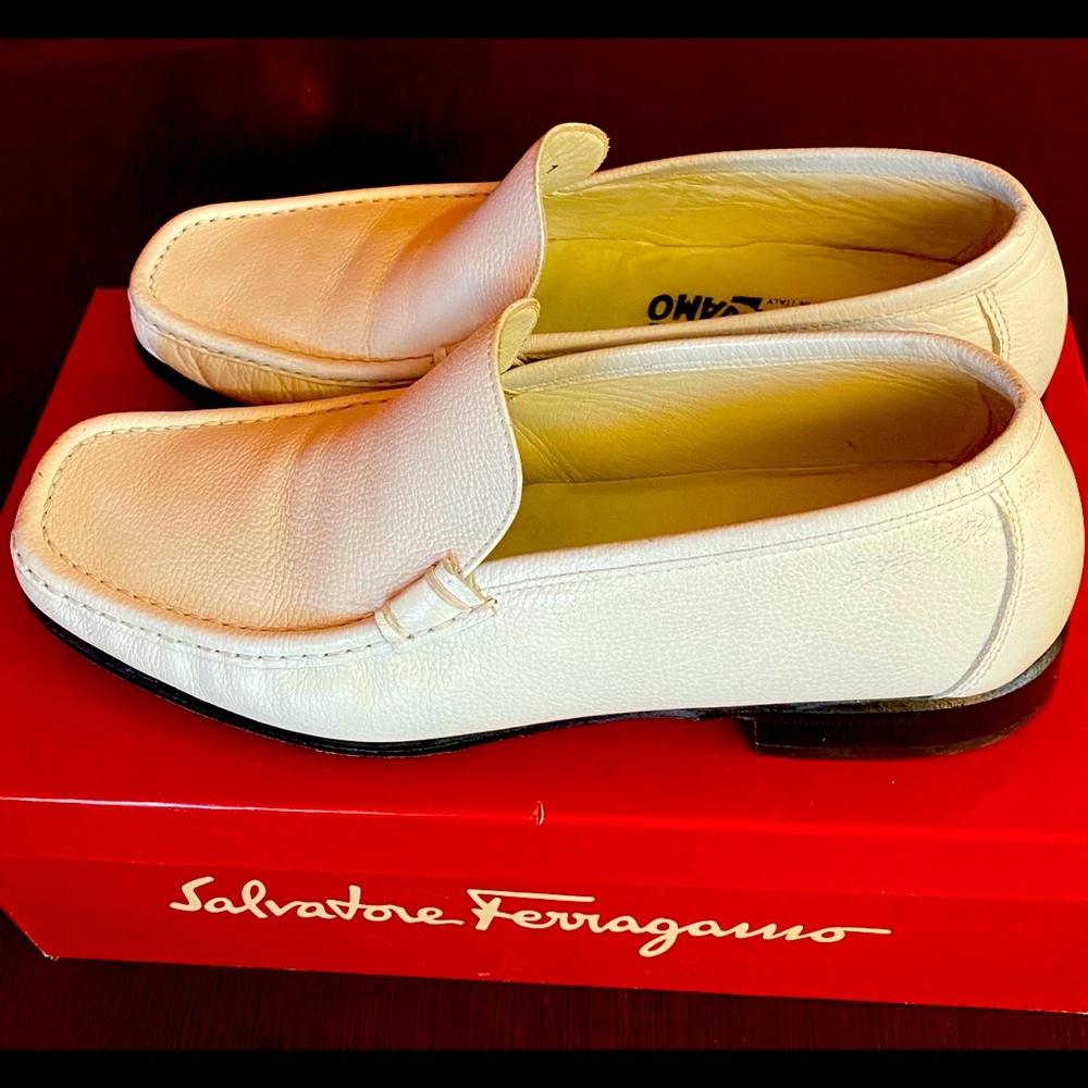 Salvatore Ferragamo white mens shoes